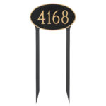 Classic Oval Large Address Sign Plaque with Lawn Stakes