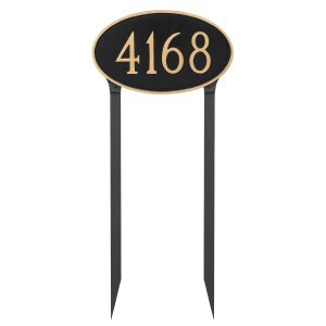 Classic Oval Large Address Sign Plaque with Lawn Stakes