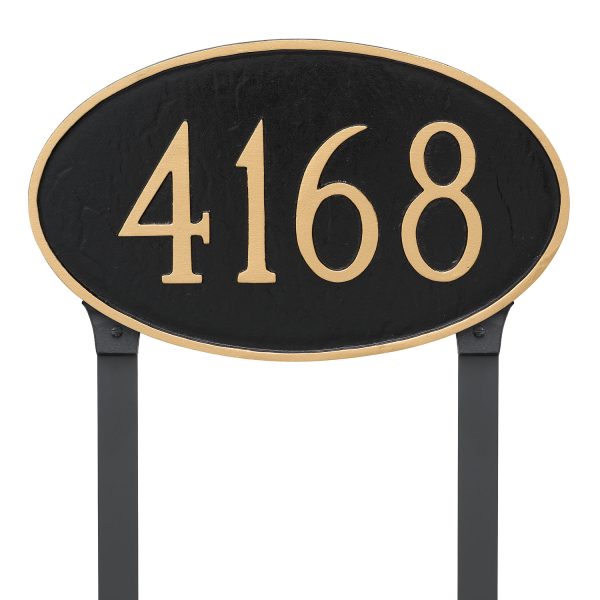 Classic Oval Estate Address Sign Plaque with Lawn Stakes