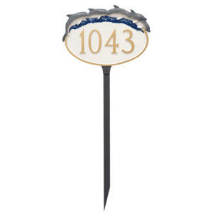 Dolphin Address Sign Plaque with Lawn Stake