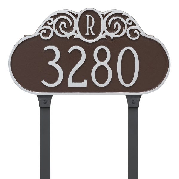 Decorative Monogram Address Sign Plaque with Lawn Stakes