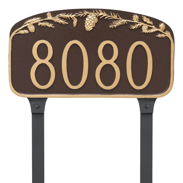 Pine Cone Address Sign Plaque with Lawn Stakes