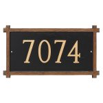 One Line Mission Oak Address Sign Plaque