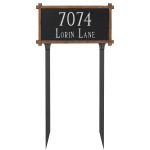 Two Line Mission Oak Address Sign Plaque with Lawn Stakes