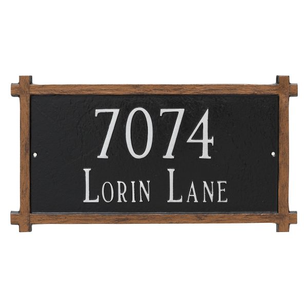 Two Line Mission Oak Address Sign Plaque