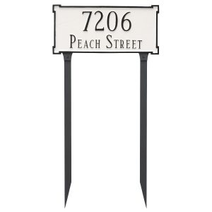 New Yorker Estate Two Line  Address Sign Plaque with Lawn Stakes