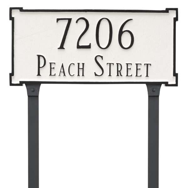 New Yorker Estate Two Line  Address Sign Plaque with Lawn Stakes