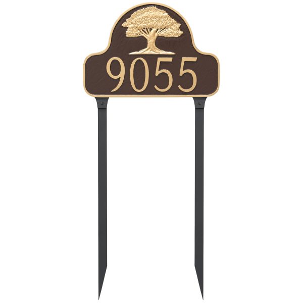 Oak Tree Arch Address Sign Plaque with Lawn Stakes