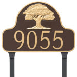 Oak Tree Arch Address Sign Plaque with Lawn Stakes