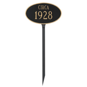 Historical Oval Address Sign Plaque with Lawn Stakes