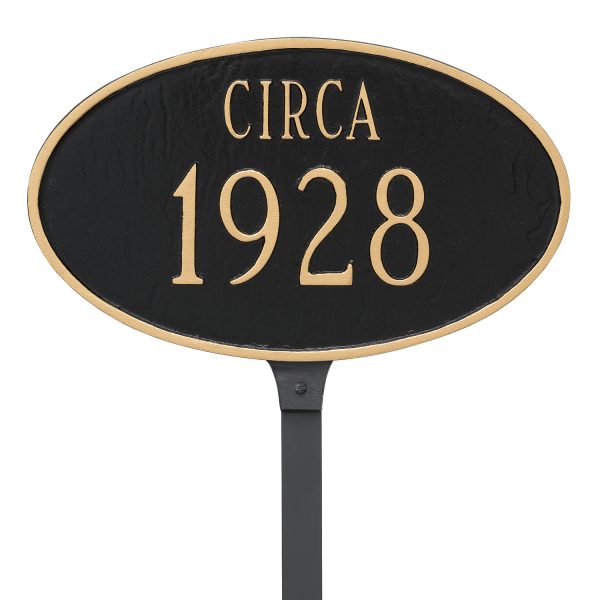 Historical Oval Address Sign Plaque with Lawn Stakes