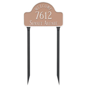 Welcome Arch Standard Address Sign Plaque with Lawn Stakes