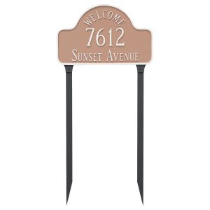 Welcome Arch Estate Address Sign Plaque with Lawn Stakes