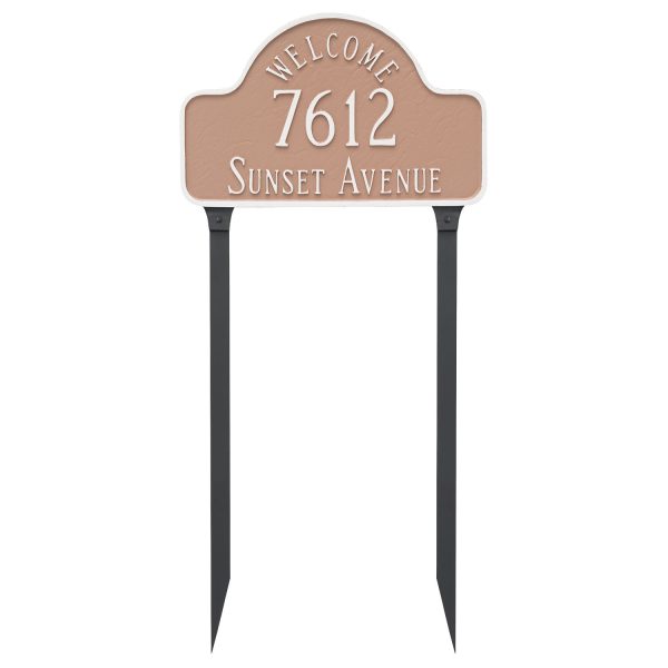 Welcome Arch Standard Address Sign Plaque with Lawn Stakes