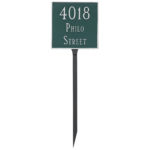 Classic Square Standard Two Line Address Sign Plaque with Lawn Stakes