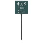 Classic Square Standard Two Line Address Sign Plaque with Lawn Stakes