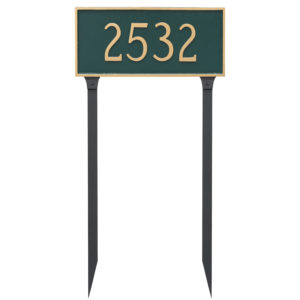 Classic Rectangle Estate One Line Address Sign Plaque with Lawn Stakes