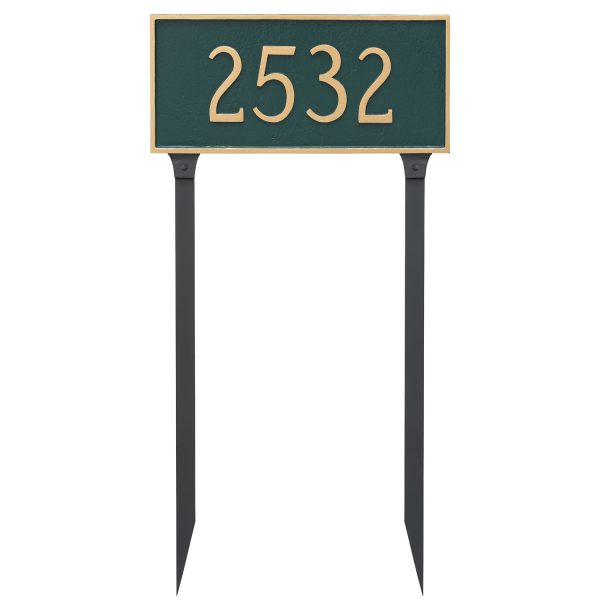 Classic Rectangle Large One Line Address Sign Plaque with Lawn Stakes