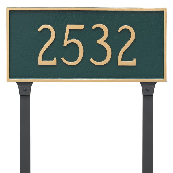 Classic Rectangle Large One Line Address Sign Plaque with Lawn Stakes