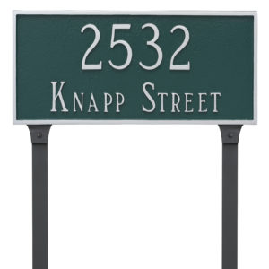 Classic Rectangle Large Two Line Address Sign Plaque with Lawn Stakes