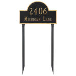 Classic Arch Standard Two Line Address Sign Plaque with Lawn Stakes