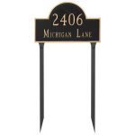 Classic Arch Estate Two Line Address Sign Plaque with Lawn Stakes