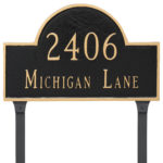 Classic Arch Estate Two Line Address Sign Plaque with Lawn Stakes