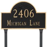 Classic Arch Standard Two Line Address Sign Plaque with Lawn Stakes