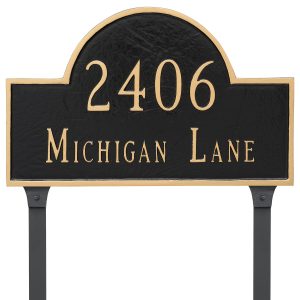 Classic Arch Estate Two Line Address Sign Plaque with Lawn Stakes