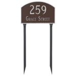 Prestige Arch Standard Two Line Address Sign Plaque with Lawn Stakes