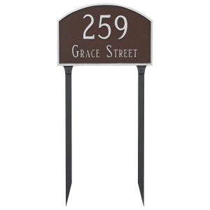 Prestige Arch Standard Two Line Address Sign Plaque with Lawn Stakes