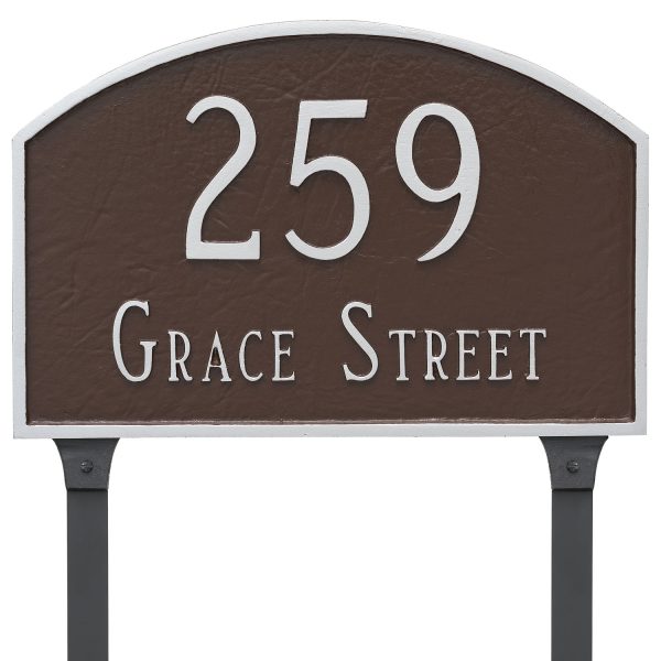 Prestige Arch Standard Two Line Address Sign Plaque with Lawn Stakes