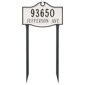 Colonial Estate Two Line Address Sign Plaque with Lawn Stakes