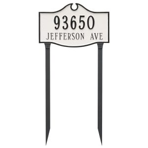 Colonial Standard Two Line Address Sign Plaque with Lawn Stakes