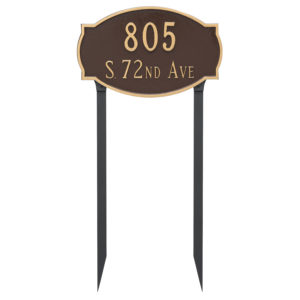 Cambridge Estate Two Line Address Sign Plaque with Lawn Stakes