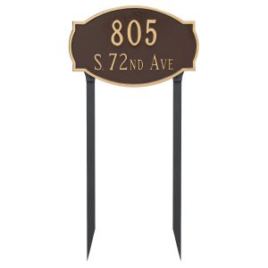 Cambridge Standard Two Line Address Sign Plaque with Lawn Stakes