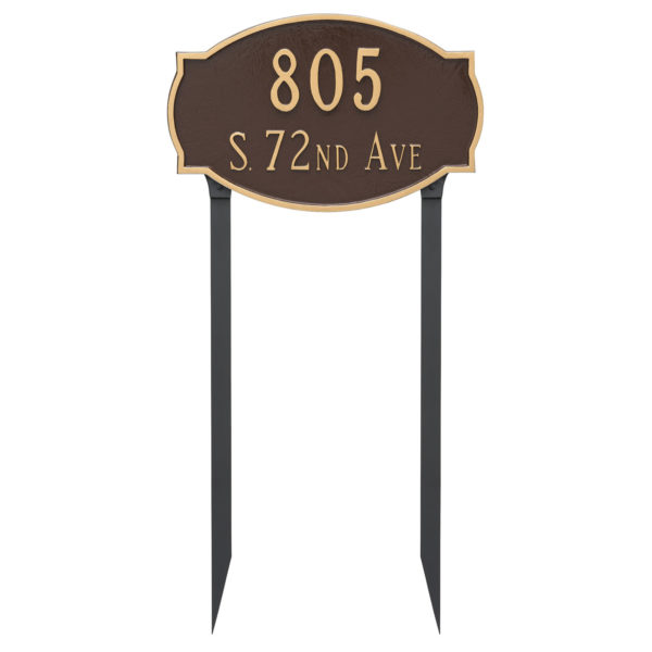 Cambridge Standard Two Line Address Sign Plaque with Lawn Stakes