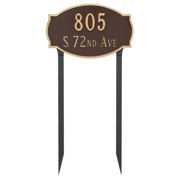 Cambridge Estate Two Line Address Sign Plaque with Lawn Stakes