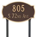 Cambridge Standard Two Line Address Sign Plaque with Lawn Stakes