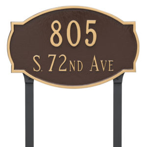 Cambridge Estate Two Line Address Sign Plaque with Lawn Stakes