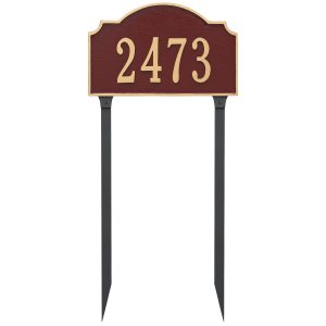 Vanderbilt Estate One Line Address Sign Plaque with Lawn Stakes