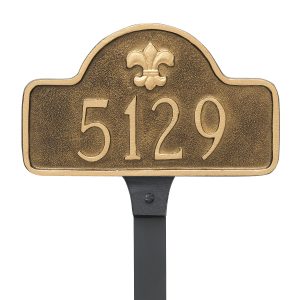 Fleur de Lis Lexington Arch Petite Address Sign Plaque with Lawn Stakes