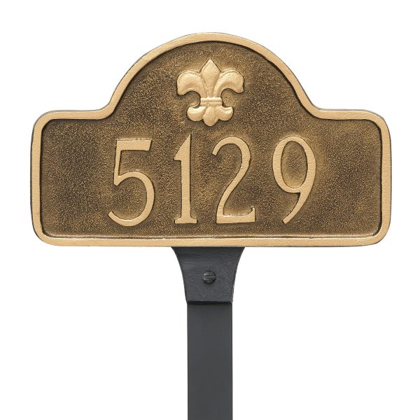 Fleur de Lis Lexington Arch Petite Address Sign Plaque with Lawn Stakes