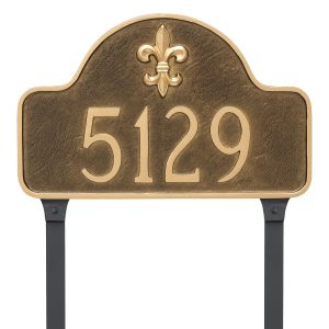 Fleur de Lis Lexington Arch Large One Line Address Sign Plaque with Lawn Stakes