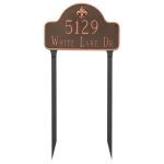 Fleur de Lis Lexington Arch Large Two Line Address Sign Plaque with Lawn Stakes