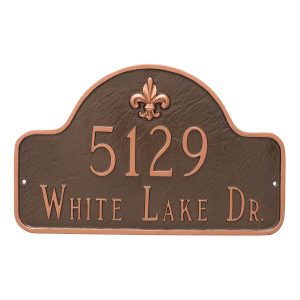 Fleur de Lis Lexington Arch Estate Two Line Address Sign Plaque