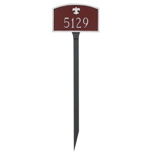 Fleur de Lis Prestige Arch Petite Address Sign Plaque with Lawn Stake