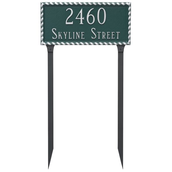 Franklin Rectangle Two Line Address Sign Plaque with Stakes