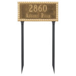 Cairo Rectangle Two Line Address Sign Plaque with Lawn Stakes