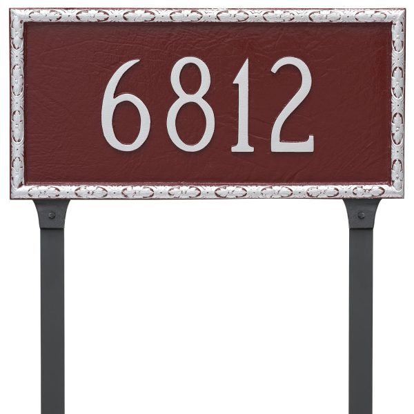 Jefferson Rectangle One Line Address Sign Plaque with Lawn Stakes